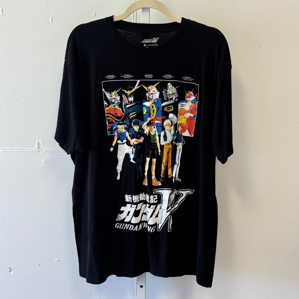 Mobile Suit Gundam Wing Crunchyroll Anime Graphic T-Shirt Black Mens XL 1126